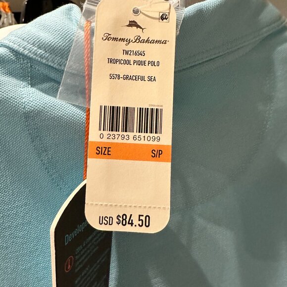 Tommy Bahama Light Blue Short Sleeve Polo S/P - Picture 5 of 5